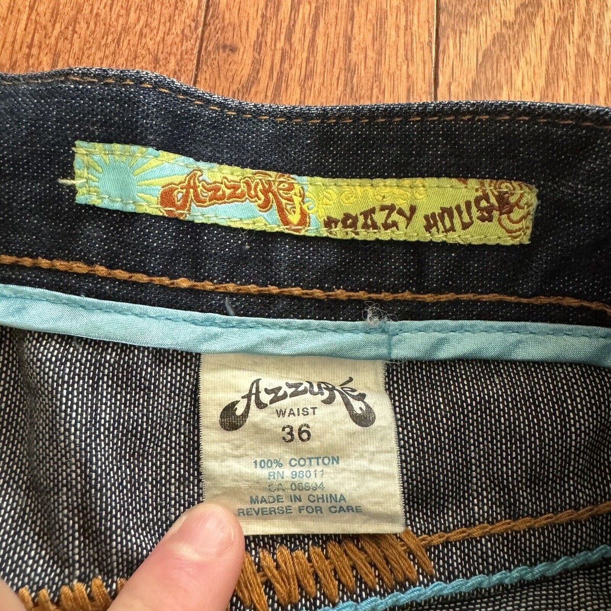Vintage Azzure Denim Jeans Men's 38X33 Blue Baggy Skater