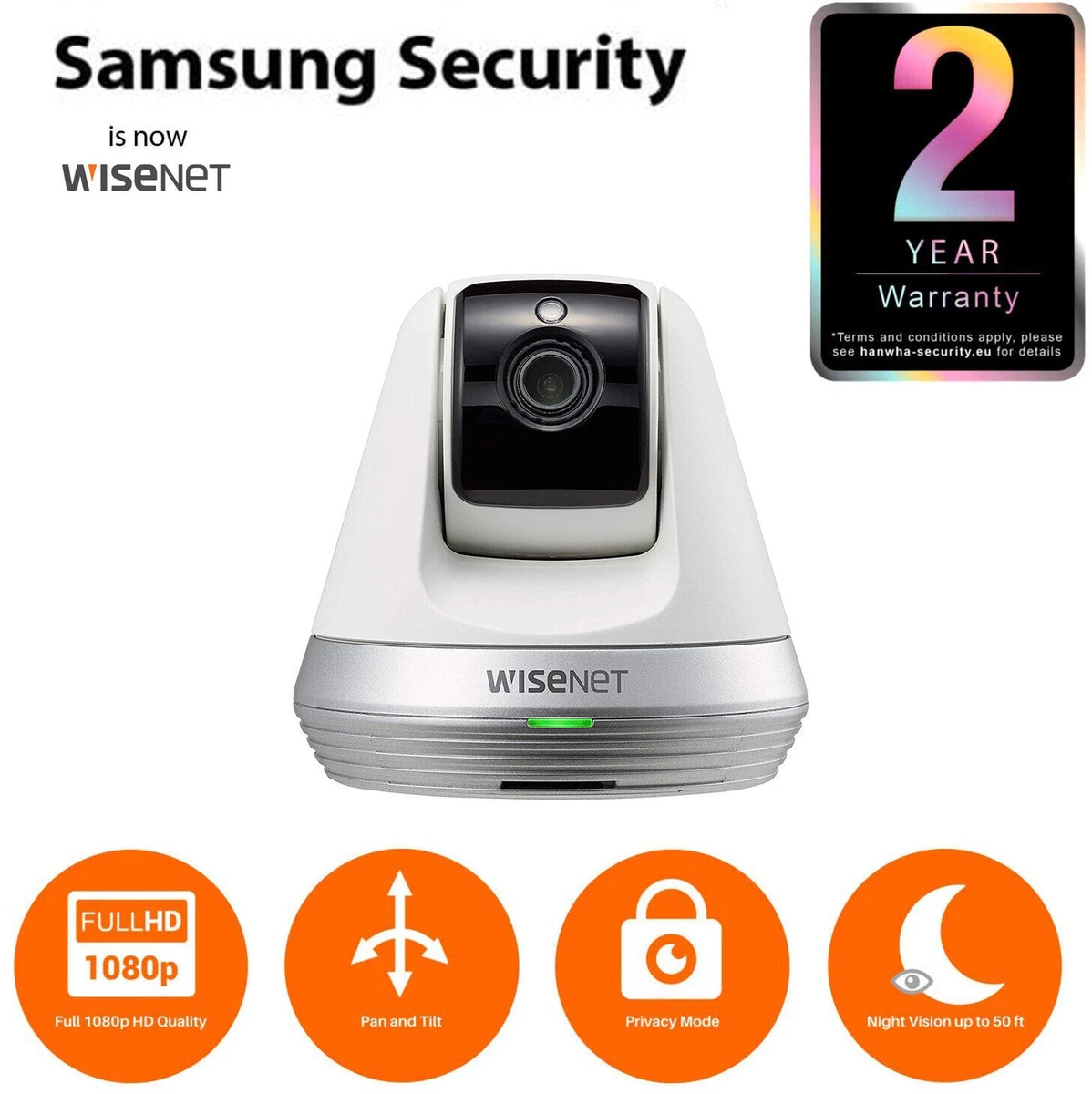 SAMSUNG WISENET Home Security Camera PAN TILT SNH V6410PNW Baby Monitor