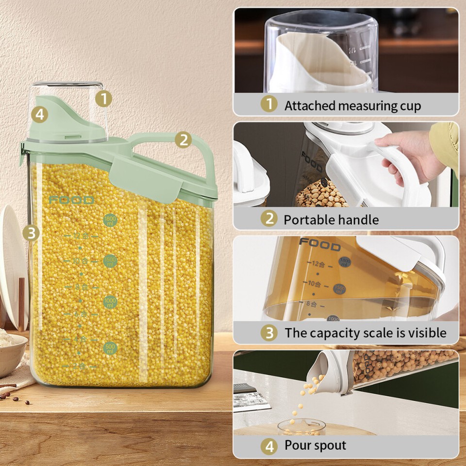 Cereal Containers Storage,1.5L/2L/2.8L Airtight Large Dry Food Storage