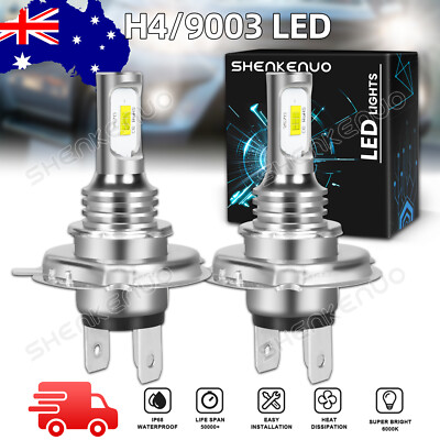 1 Pair H4 Headlamp LED 6000K High/Low Beam Bulb Kit White 12v 36w 4000lm IP68