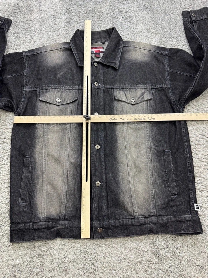 Chaqueta de mezclilla Evolution de colección para hombre XL negra lavada a la piedra extra holgada calce suelto años 90 Y2K Foto 4 de 4