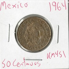 Coin Mexico 50 Centavos 1964 KM451