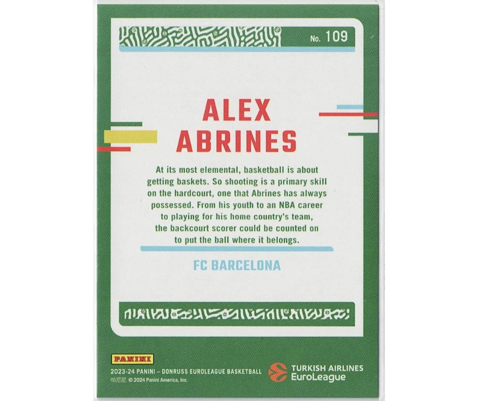 2023-24 Panini Donruss Euroleague Press Proof 238/249 #109 Alex Abrines - Image 2 of 2