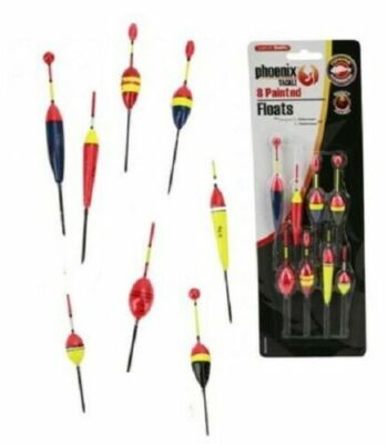 8 verschiedene lackierte Schwimmer gute Qualität Neon Angelrute Größe Farbe Karpfengerät