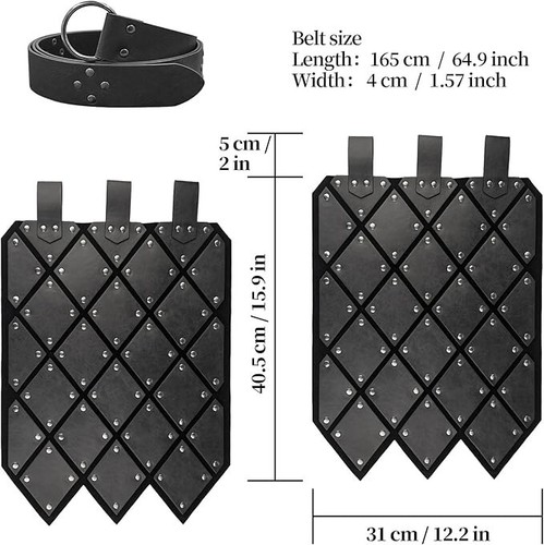 HiiFeuer Medieval Faux Leather Thigh Armor, Retro Double Faulds (Waist Armour) - Picture 5 of 5
