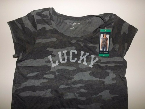 LUCKY BRAND Gray Camo Tee Shirt Size S Small NWT Womens - Picture 2 of 2