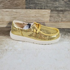 Hey Dude Wendy Funk Mono Sequim Kids Shoes Sz 13 C13 Gold Slip On Sneakers