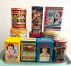Lot of 10 Vintage Candy Cookie Tins -Hershey, Nestle, Pillsbury, Quaker, Barnum