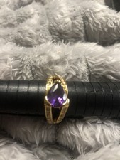 Gold Filled Lab Amethyst   Ring. Size U. AAA Quality. Stamped 10k. NEW