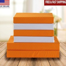 6 Pcs Bed Sheets Polyester Twin Orange Polka Dot Anti Wrinkle Soft Easy Care