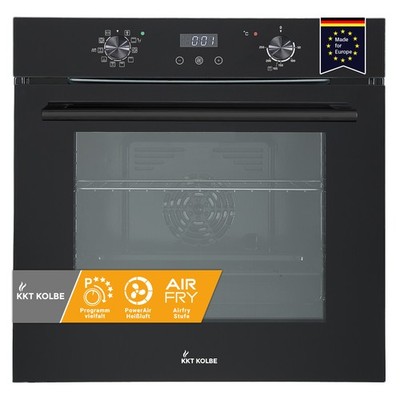 Backofen 60cm Einbaubackofen autark AirFry Schwarz Heißluft Herd Grill Timer