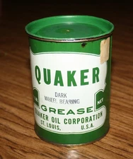 QUAKER DARK WHEEL BEARING GREASE CONTAINER - QUAKER OIL CORP.  ST. LOUIS - USED