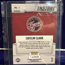 CAITLIN CLARK Preseason debut rookie card.INSTANT FEVER PANINI