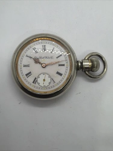 Elgin 18s Sidewinder Fancy Dial Gold Hands 1886 Antique Pocket Watch Runs
