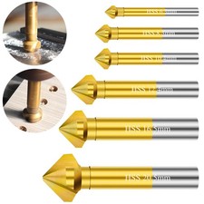 6pcs 6.3  20.5mm HSS 90  Countersink Drill Bit Set 3 Flute Chamfering Cutter Tool
