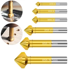 6pcs 6.3–20.5mm HSS 90° Countersink Drill Bit Set 3 Flute Chamfering Cutter Tool