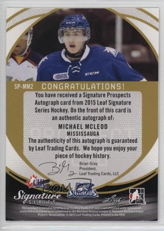 2015 Leaf Signature Series Prospect Red /25 Michael McLeod #SP-MM2 Auto - Image 2 of 2