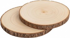 2 Pack Large Wood Slices for Centerpieces, 9"-10"/11"-12" Natural Wood Slabs Rou