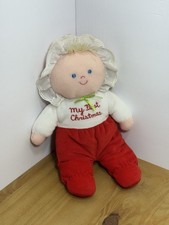 Vintage Eden My First Christmas Velour Baby Doll Plush Lovey Blonde Blue 10