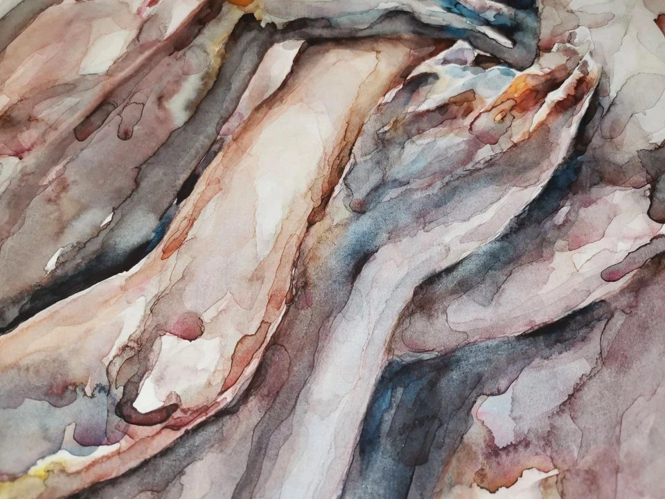 Original Pareja Abrazando Acuarela Pintura Amantes Retrato 13.3x11.5 pulgadas Foto 4 de 4