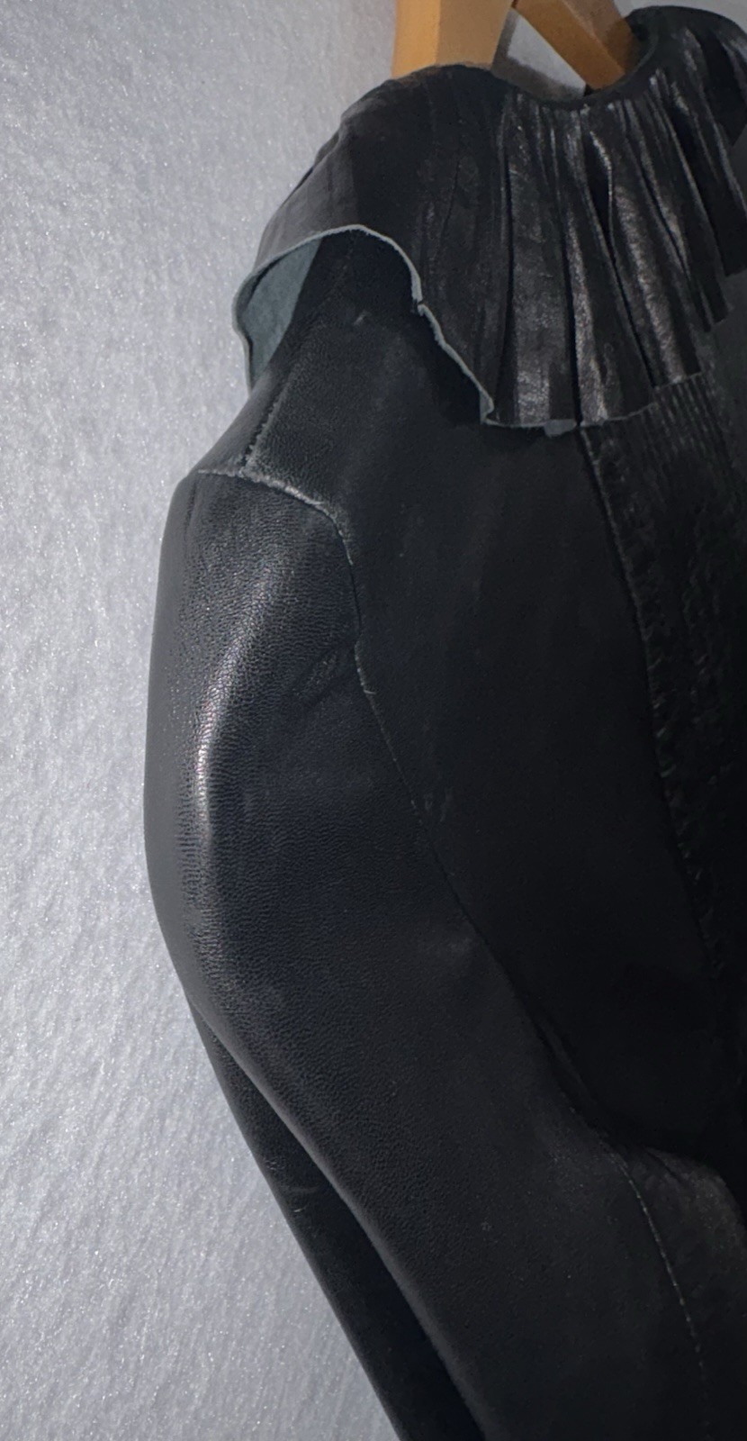 Chanel Black Lambskin Leather Jacket Sz 34/US 2 XS Ruffle Collar Excellent SEE! thumbnail 14