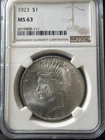 1923 Peace Dollar NGC MS63 Silver Uncirculated Coin #6019808-111 Coin
