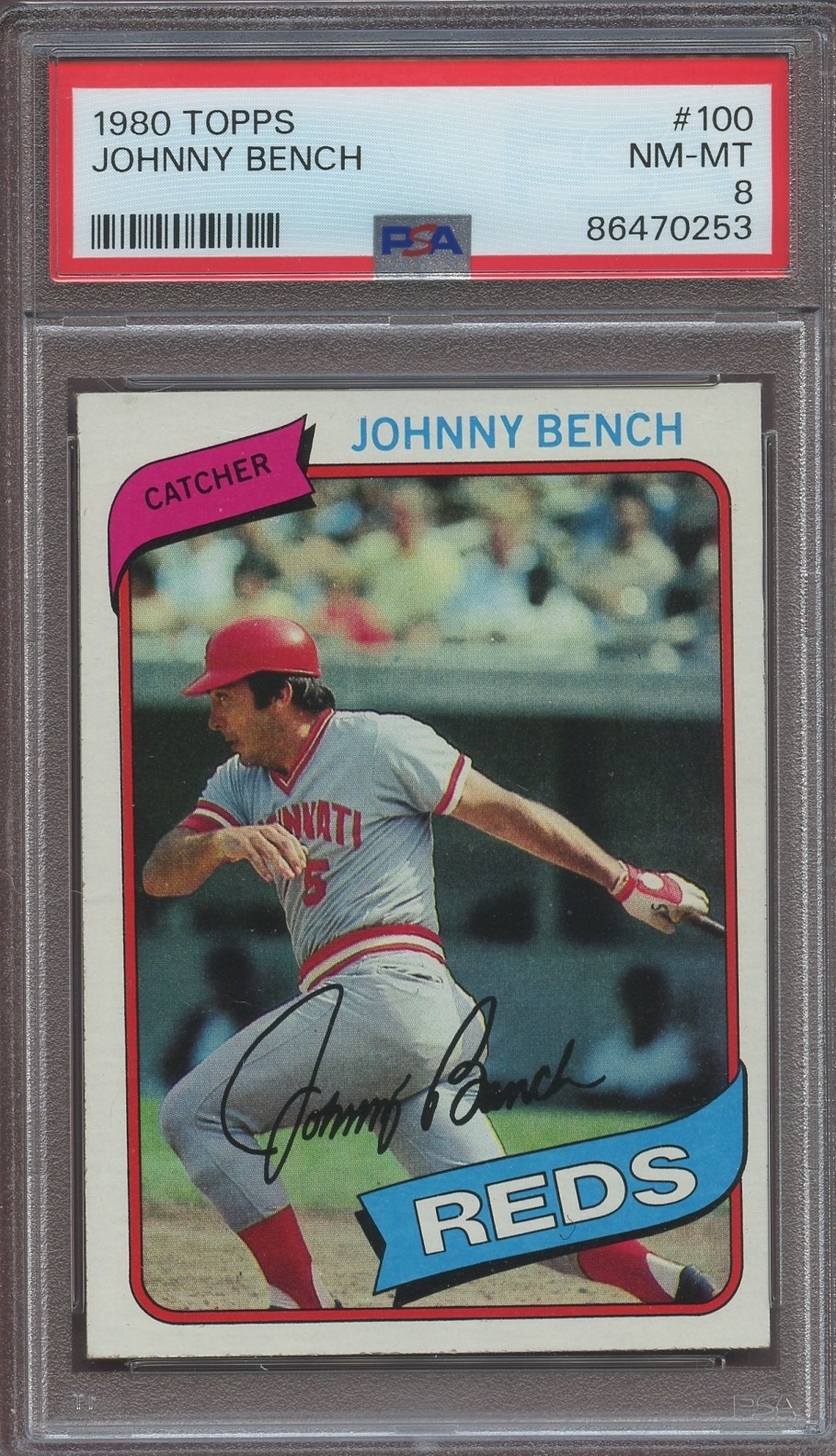1980 Topps #100 Johnny Bench PSA 8