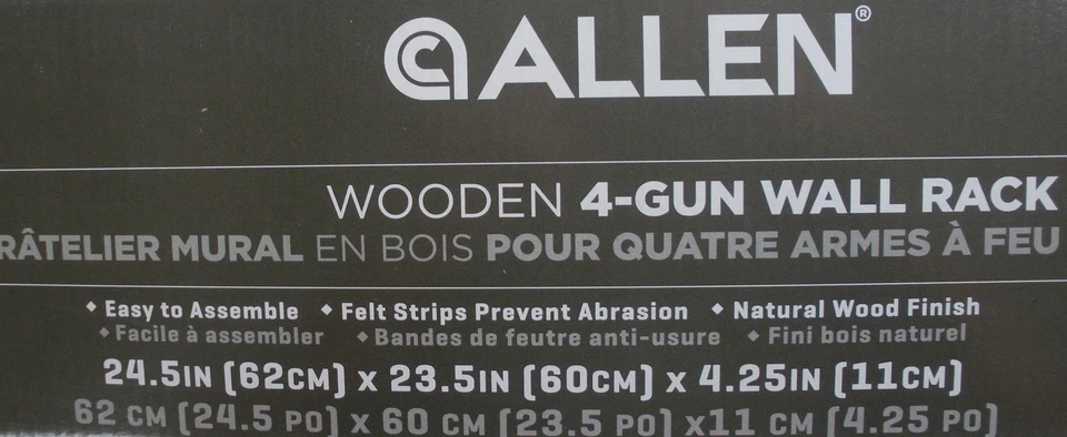 Allen 18550 Wood 4 Gun w/ Optics Rack Wall Mount 24.5"W x 24.5"H x 4.25"D - Image 4 of 4