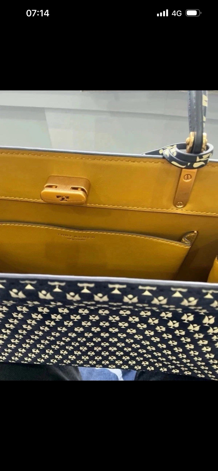 Tory Burch Lee Radziwill Top Handle Bag Navy Print Crossbody NWOT image 6