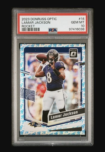 2023 Panini Donruss Optic - Lamar Jackson #14 Rocket Prizm PSA 10