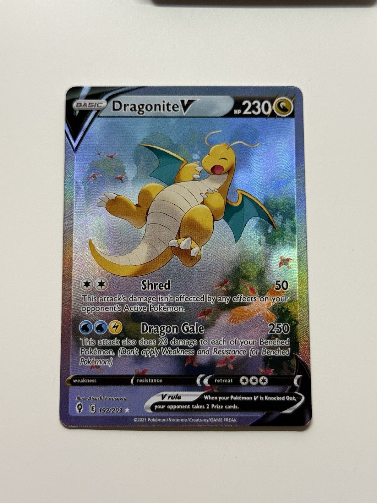 DIY Dragonite V 192/203 Holo Sleepy Dragonite Inspired Art thick-cut Card