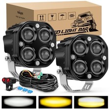 7/8" Handlebar Motorcycle LED Driving Light Pod 2PCS 3 Inch 40W White Amber