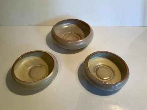 Lot Of 3 Frankoma Pottery 212-2 212-4 Beige Desert Gold Bowls Planters