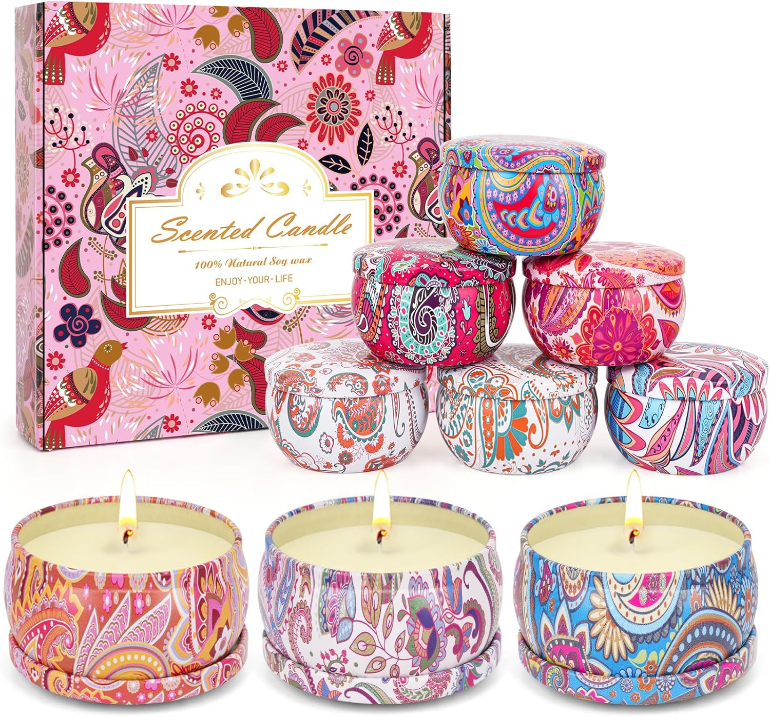 Scented Candles Gift Set for Women - 9 Pack Aromatherapy Soy Wax Candles for Relaxation and Home Decor