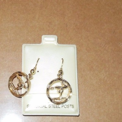 NEW Lot of 2 pair of Goldtone fishhook Gymnast Earrings Great Gift surgicalsteel