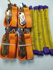 4x Orange - CAR TRAILER Soft Link Tie Down Transporter Heavy Duty Ratchet Straps