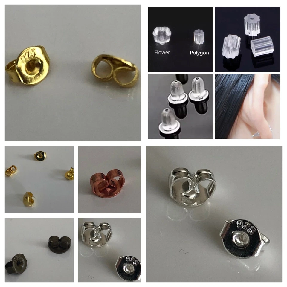 SANDRII`S WAREN Silikon Ohrstopper Stöpsel für Ohrring Ohrstecker Verschluss Ohrmuttern Auswahl