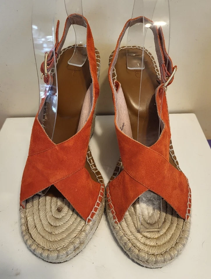 Nuevas Alpargatas Joie Poppy Rojo Lujo Gamuza Correas Tacón Cuña Talla 8.5/39.5 Ret $155 Foto 3 de 4