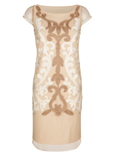 Alba Moda Cocktail Kleid mit Kurbelstickerei beige Gr. 44 0123566773 (G)
