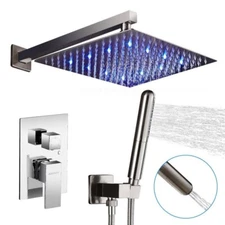 ​ELLO&ALLO ES-N-L5150 LED Shower Faucet/Handheld Kit With Valve Brushed Nickel