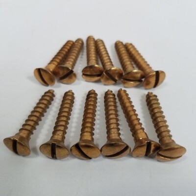 12 Bright Bronze Copper Finish #12 Oval Head Slotted Screws 1-1/4 1-3/16