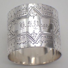 Engraved Napkin Ring Coin Silver Mono HS Page