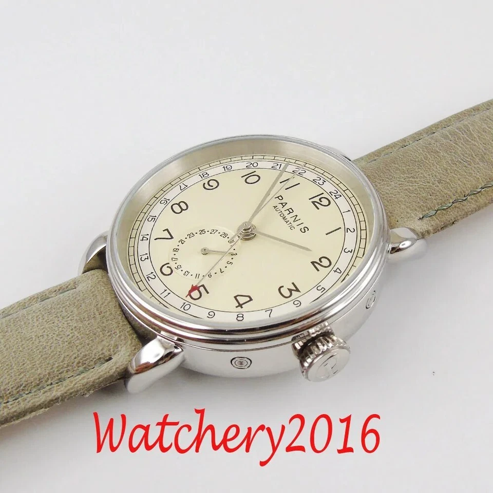 Reloj Mecánico Parnis 42mm GMT Caja Plateada Automático Lujo Estilo Precisión Foto 3 de 4