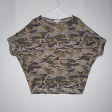 Michael Stars Oversize Top Women S Soft Camouflage Short Dolman Fuzzy Grunge  