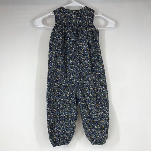 RALPH LAUREN - GIRLS 18MOS - NAVY FLORAL SLEEVELESS ROUND NECK JUMPSUIT - Picture 4 of 6