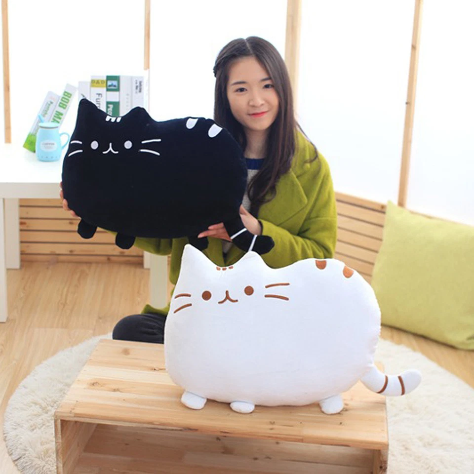 Almofada de pelúcia para gatos dos desenhos animados travesseiro de pelúcia gatinho brinquedo infantil boneca decoração para casa - Imagem 4 de 4