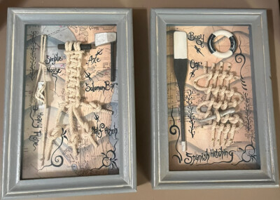 Nautical Knot Rope Art Shadow Box Beach Wall Decor-Set Of 2