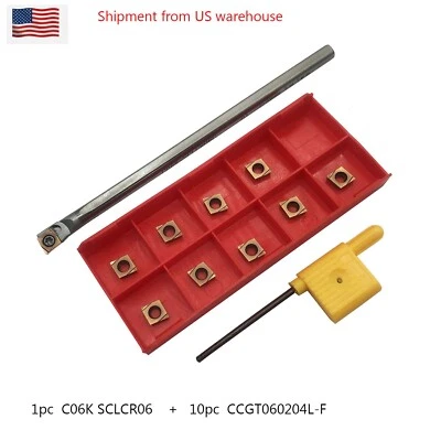 ZHOUZIMI SOLID CARBIDE C06K-SCLCR06 INDEXABLE LATHE BORING BAR 6 MM SHANK + CCGT060204L-F