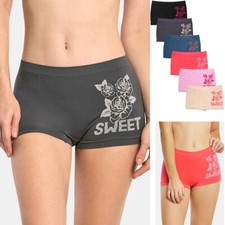 6 Pack Women Seamless Sweet Rose Boyshorts Boxers Panties Underwear One Size