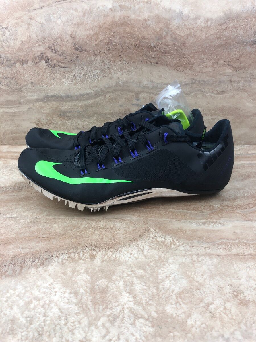 Nike Zoom SuperFly R4 Sprint Running Track Spikes Black Green Chrome 11.5  Mens